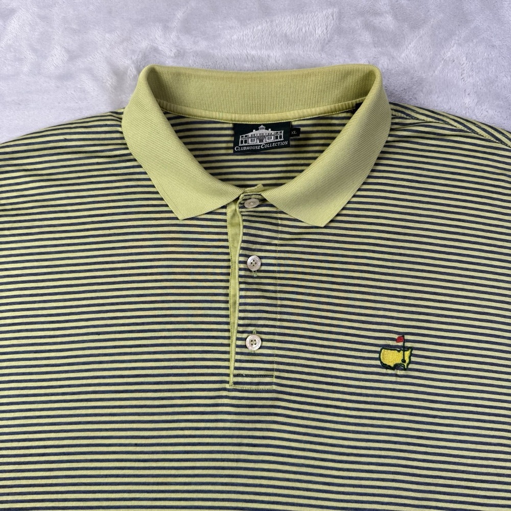 Masters Golf Polo Men's XL Green Striped 100% Cotton Preppy FLAW Spring‎